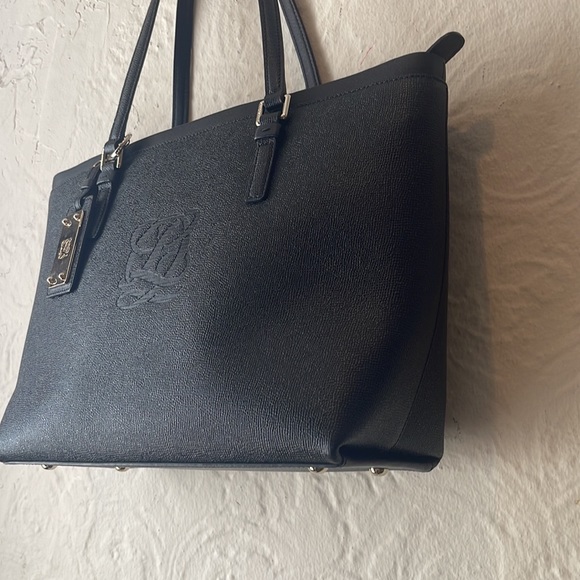 Louis Quatorze Black Leather Tote - Picture 3 of 7